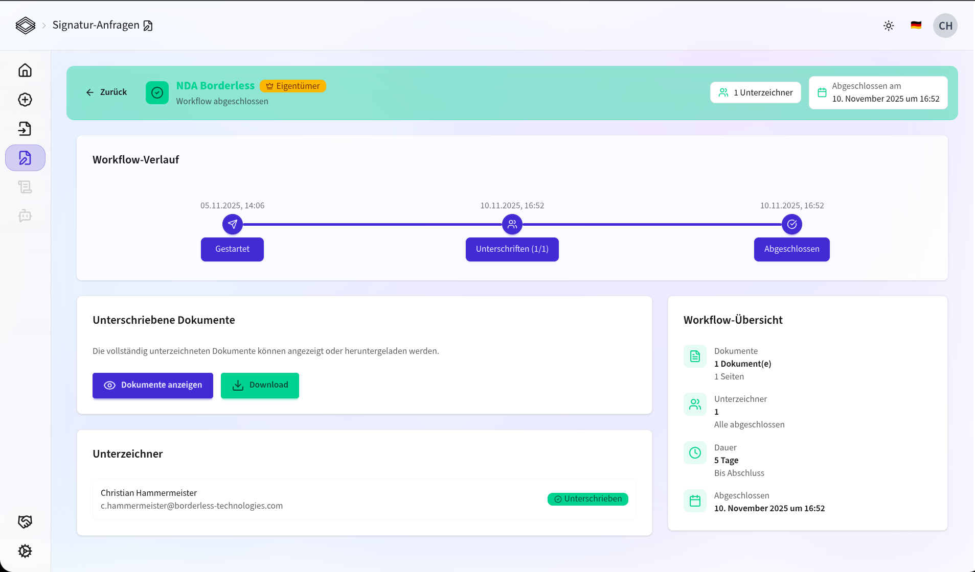 Unterschriften Workflow